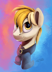 Size: 1303x1800 | Tagged: safe, artist:insanerobocat, oc, oc only, pony, abstract background, bust, clothes, commission, jewelry, male, necklace, portrait, scarf, solo, stallion