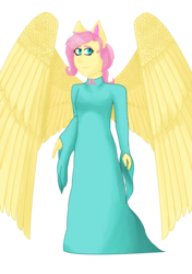 Size: 2300x3264 | Tagged: safe, artist:cornerverse, fluttershy, anthro, g4, clothes, dress, female, gala dress, high res, simple background, solo, transparent background