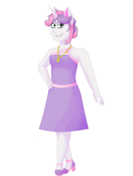 Size: 2448x3264 | Tagged: safe, artist:cornerverse, sweetie belle, anthro, g4, clothes, dress, female, gala dress, high res, older, simple background, solo, transparent background