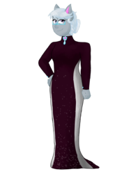 Size: 2448x3264 | Tagged: safe, artist:cornerverse, silver spoon, earth pony, anthro, g4, clothes, dress, female, gala dress, glasses, high res, older, older silver spoon, simple background, solo, transparent background