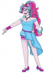 Size: 4869x6528 | Tagged: safe, artist:cornerverse, pinkie pie, sonata dusk, anthro, g4, absurd resolution, female, fusion, lesbian, ship:pinata, shipping, simple background, solo, transparent background