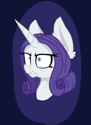 Size: 789x1091 | Tagged: safe, artist:paskanaakka, derpibooru exclusive, rarity, pony, unicorn, g4, abstract background, alternate hairstyle, angry, bags under eyes, bust, ear fluff, female, mare, portrait, shrunken pupils, solo