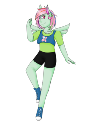 Size: 4869x6528 | Tagged: safe, artist:cornerverse, fluttershy, rainbow dash, anthro, g4, absurd resolution, alternate hairstyle, converse, female, fusion, lesbian, ship:flutterdash, shipping, shoes, simple background, transparent background, wings