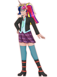 Size: 4869x6528 | Tagged: safe, artist:cornerverse, sci-twi, sunset shimmer, twilight sparkle, equestria girls, g4, absurd resolution, alternate hairstyle, female, fusion, lesbian, phantom wings, ship:sci-twishimmer, ship:sunsetsparkle, shipping, simple background, solo, transparent background