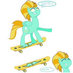 Size: 1084x1094 | Tagged: safe, artist:dakirbinator, lightning dust, pony, g4, female, skateboard, skateboarding, solo