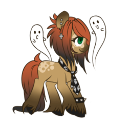 Size: 321x313 | Tagged: safe, artist:kitsune-no-suzu, oc, oc only, oc:spectra, earth pony, ghost, pony, ear piercing, necktie, piercing, simple background, solo, transparent background, unshorn fetlocks