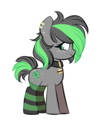 Size: 286x341 | Tagged: safe, artist:trishabeakens, oc, oc only, oc:lucky dip, pony, clothes, collar, female, freckles, simple background, socks, solo, striped socks, transparent background