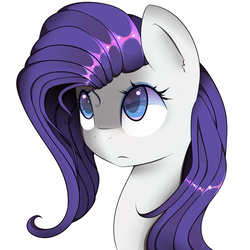 Size: 3000x3000 | Tagged: safe, artist:posionjoke, rarity, pony, unicorn, g4, alternate hairstyle, female, high res, missing horn, simple background, solo, white background