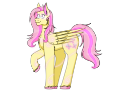 Size: 6528x4869 | Tagged: safe, artist:cornerverse, fluttershy, pegasus, pony, g4, absurd resolution, element of kindness, female, glowing, glowing eyes, glowing lines, glowing mane, mare, rainbow power, rainbow power redesign, simple background, solo, stare, transparent background