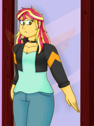 Size: 4869x6528 | Tagged: safe, artist:cornerverse, sunset shimmer, equestria girls, g4, absurd resolution, female, mirror, no reflection, phantom wings, solo