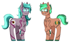 Size: 8256x4869 | Tagged: safe, artist:cornerverse, gaea everfree, gloriosa daisy, timber spruce, earth pony, pony, equestria girls, g4, absurd resolution, chibi, coat markings, equestria girls ponified, female, forest guardians, glowing eyes, glowing hair, male, mare, ponified, simple background, stallion, swirly markings, transparent background