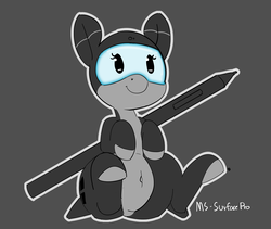 Size: 5000x4221 | Tagged: safe, artist:pabbley, object pony, original species, pony, absurd resolution, belly button, cute, microsoft, partial color, ponified, pubic mound, simple background, sitting, solo, stylus, surface, surface pro