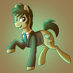Size: 1440x1440 | Tagged: safe, artist:deyogee, doctor whooves, time turner, earth pony, pony, g4, blazer, clothes, crossover, doctor who, facial hair, looking at you, male, necktie, ponified, shirt, sideburns, simple background, solo, stallion, tenth doctor, the doctor