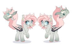 Size: 1600x1000 | Tagged: safe, artist:pvrii, oc, oc only, oc:civic, oc:desert rose, bat pony, original species, pony, ear piercing, earring, female, jewelry, mare, piercing, raised hoof, simple background, tailmouth, transparent background