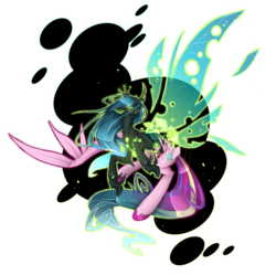 Size: 4068x4057 | Tagged: safe, artist:taiga-blackfield, queen chrysalis, alicorn, changeling, changeling queen, pony, g4, absurd resolution, character to character, crown, digital art, disguise, disguised changeling, fake cadance, female, fungus, hoof fluff, jewelry, large wings, magic, mare, regalia, simple background, smiling, solo, spread wings, teeth, transformation, transparent background, wings
