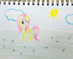 Size: 1278x1030 | Tagged: safe, artist:sumi-mlp25, fluttershy, pegasus, pony, g4, female, happy, mare, solo, traditional art