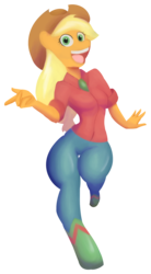 Size: 1100x2000 | Tagged: safe, artist:7los7, applejack, earth pony, anthro, unguligrade anthro, g4, female, looking at you, mare, simple background, solo, transparent background