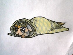 Size: 600x450 | Tagged: safe, artist:dany-the-hell-fox, oc, oc only, pony, :c, adorable face, blanket burrito, carpet, cute, frown, male, solo, traditional art