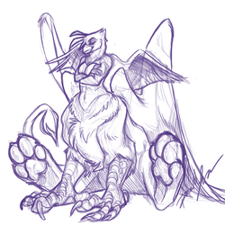 Size: 1000x1000 | Tagged: safe, artist:thalsha, gilda, griffon, griffon centaur, anthro, taur, g4, crossed arms, double wings, female, fetish, monochrome, multiple wings, paw fetish, paw pads, paws, sitting, sketch, solo, underpaw