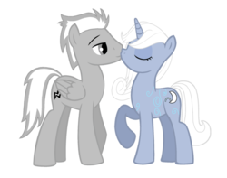 Size: 1007x793 | Tagged: safe, artist:silver dash, oc, oc only, oc:moonbow, oc:silver dash, pegasus, pony, unicorn, base used, kissing, simple background, transparent background