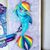 Size: 1080x1080 | Tagged: safe, artist:antych, rainbow dash, pegasus, pony, seapony (g4), g4, my little pony: the movie, blue background, bubble, dorsal fin, female, fin, fin wings, fins, fish tail, flowing mane, flowing tail, mare, marker drawing, markers, ocean, pink eyes, scales, seaponified, seapony rainbow dash, signature, simple background, smiling, solo, species swap, swimming, tail, traditional art, underwater, water, wings