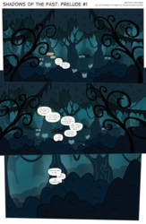 Size: 3000x4590 | Tagged: safe, artist:perfectblue97, pony, comic:shadows of the past, comic, forest, high res, mushroom, no pony, offscreen character, prologue, sobbing, tree