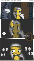Size: 3000x5400 | Tagged: safe, artist:perfectblue97, sunny daze, earth pony, pony, comic:shadows of the past, g4, absurd resolution, comic, eyes in the dark, foal, prologue, vine