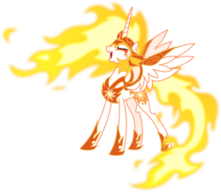 Size: 10305x8936 | Tagged: safe, artist:fruft, daybreaker, pony, a royal problem, g4, absurd resolution, eyes closed, female, fire, get, laughing, mane of fire, simple background, solo, spread wings, transparent background, vector, wings