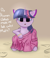 Size: 2500x2900 | Tagged: safe, artist:a8f12, twilight sparkle, alicorn, pony, g4, clothes, cute, female, floppy ears, high res, oversized clothes, oversized shirt, self insert, shirt, solo, twilight sparkle (alicorn)