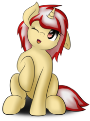 Size: 663x895 | Tagged: safe, artist:icy wings, oc, oc only, oc:flaria star, pony, unicorn, cute, one eye closed, simple background, solo, transparent background, wink