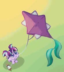 Size: 600x675 | Tagged: safe, artist:dawnfire, artist:szafir87, edit, starlight glimmer, pony, unicorn, g4, animated, colored pupils, cute, female, filly, filly starlight glimmer, gif, glimmerbetes, hnnng, kite, kite flying, looking up, mouth hold, smiling, solo, sweet dreams fuel, szafir87 is trying to murder us, that pony sure does love kites, weapons-grade cute, wind, younger