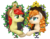 Size: 1024x797 | Tagged: safe, artist:saturnstar14, bright mac, pear butter, earth pony, pony, g4, the perfect pear, apple, bust, buttercup, double portrait, female, food, male, pear, reaching, ship:brightbutter, shipping, simple background, straight, transparent background