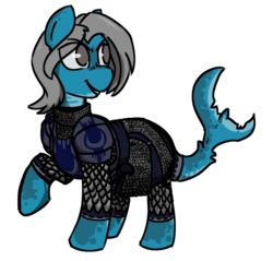 Size: 760x727 | Tagged: safe, artist:thebirdiebin, oc, oc only, oc:seafoam, original species, pony, shark pony, armor, cleric, dungeons and dragons, solo