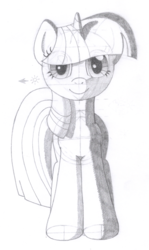 Size: 868x1460 | Tagged: safe, artist:aafh, twilight sparkle, pony, unicorn, g4, female, monochrome, solo, traditional art