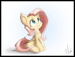 Size: 5999x4555 | Tagged: safe, artist:ando, fluttershy, pegasus, pony, g4, absurd resolution, cute, female, looking up, mare, shyabetes, simple background, solo