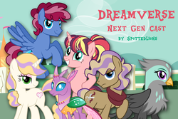 Size: 6000x4000 | Tagged: safe, artist:spottedlions, oc, oc only, oc:angora, oc:burlap, oc:daredevil foodcake, oc:daydream glow, oc:princess elytra, oc:river storm, changedling, changeling, griffon, pony, absurd resolution, changeling oc, female, group, looking at you, male, mare, next generation, smiling, stallion