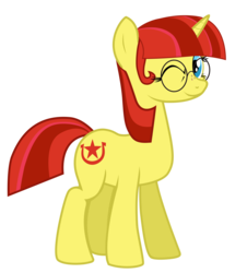 Size: 2399x2658 | Tagged: safe, artist:aaronmk, oc, oc only, oc:lefty pony, pony, glasses, high res, one eye closed, simple background, solo, standing, transparent background, vector, wink