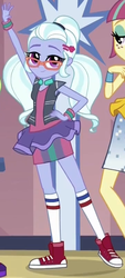Size: 360x799 | Tagged: safe, screencap, lemon zest, sour sweet, sugarcoat, dance magic, equestria girls, spoiler:eqg specials, clothes, converse, cropped, crystal prep, cute, female, glasses, hairpin, legs, looking at you, neckband, shoes, skirt, smiling, sneakers, socks, sugarcute, tutu, wristband