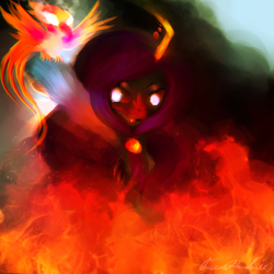 Size: 800x800 | Tagged: safe, artist:pipomanager-mimmi, oc, oc only, unnamed oc, phoenix, pony, fire, smoke