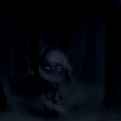 Size: 512x512 | Tagged: safe, artist:pipomanager-mimmi, limestone pie, ghost, pony, g4, creepy, crying, dark, forest, nightmare fuel, spooky, stalker, stalking