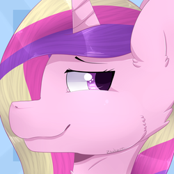 Size: 1024x1024 | Tagged: safe, artist:zevhara, princess cadance, pony, g4, bust, female, portrait, smiling, solo