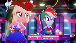 Size: 1920x1080 | Tagged: safe, screencap, applejack, rainbow dash, equestria girls, g4, my little pony equestria girls: summertime shorts, raise this roof, fall formal outfits, female