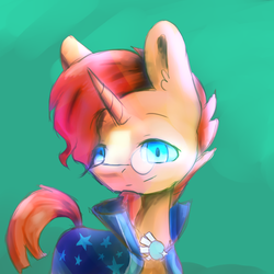 Size: 3543x3543 | Tagged: safe, artist:ophake, sunburst, pony, unicorn, g4, facial hair, glasses, goatee, high res, male, solo, stallion