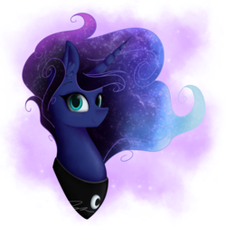 Size: 1024x1024 | Tagged: safe, artist:mindlesssketching, princess luna, alicorn, pony, g4, bust, female, looking at you, portrait, simple background, solo, transparent background