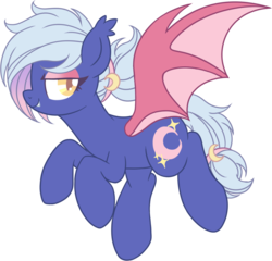 Size: 870x834 | Tagged: safe, artist:mourningfog, oc, oc only, oc:moon sugar, bat pony, pony, bedroom eyes, cute, cute little fangs, ear fluff, fangs, looking at you, ponytail, simple background, solo, transparent background