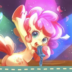 Size: 828x828 | Tagged: safe, artist:b-tobio, oc, oc only, earth pony, pony, armpits, canton, canton cn bronycon, china, china ponycon, cute, female, heart eyes, looking at you, mare, microphone, raised hoof, solo, wingding eyes