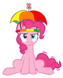 Size: 1024x1274 | Tagged: safe, artist:katze-wolf, pinkie pie, earth pony, pony, feeling pinkie keen, g4, female, hat, mare, simple background, sitting, solo, transparent background, umbrella, vector