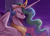 Size: 4500x3200 | Tagged: safe, artist:kodabomb, princess celestia, alicorn, pony, g4, bust, female, frown, high res, mare, night, portrait, profile, sad, sadlestia, solo