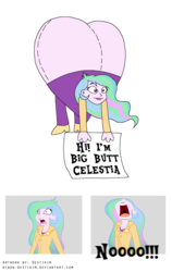 Size: 758x1200 | Tagged: safe, artist:niban-destikim, princess celestia, principal celestia, equestria girls, g4, balloon, big butt skinner, big no, comic, female, funny, large butt, male, meme, nose in the air, parody, simple background, simpsons did it, solo, sunbutt, the simpsons, transparent background