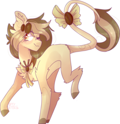 Size: 2387x2467 | Tagged: safe, artist:erinartista, oc, oc only, earth pony, pony, augmented tail, bow, female, high res, mare, one eye closed, raised leg, simple background, solo, tail bow, transparent background, wink